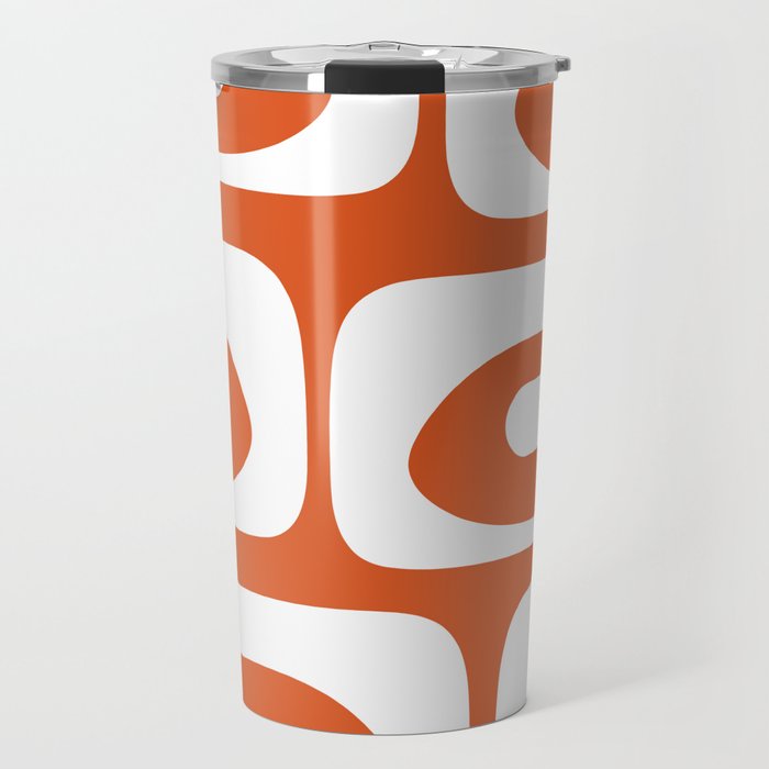 Mid Century Modern Piquet Minimalist Abstract Burnt Orange and White Travel Mug Gallery Image 1