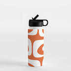 Mid Century Modern Piquet Minimalist Abstract Burnt Orange and White Water Bottle Gallery Image 1