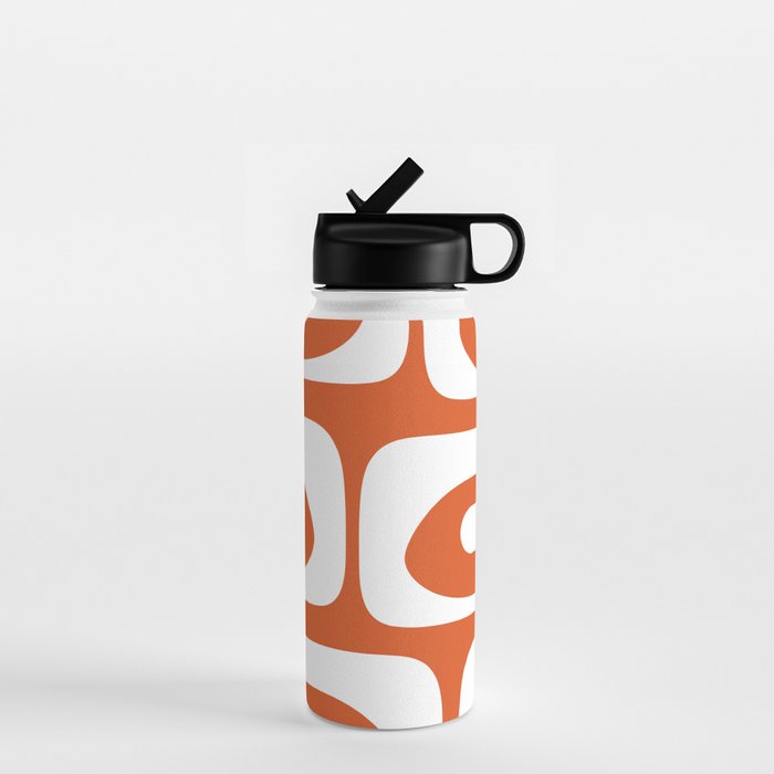 Mid Century Modern Piquet Minimalist Abstract Burnt Orange and White Water Bottle Gallery Image 1