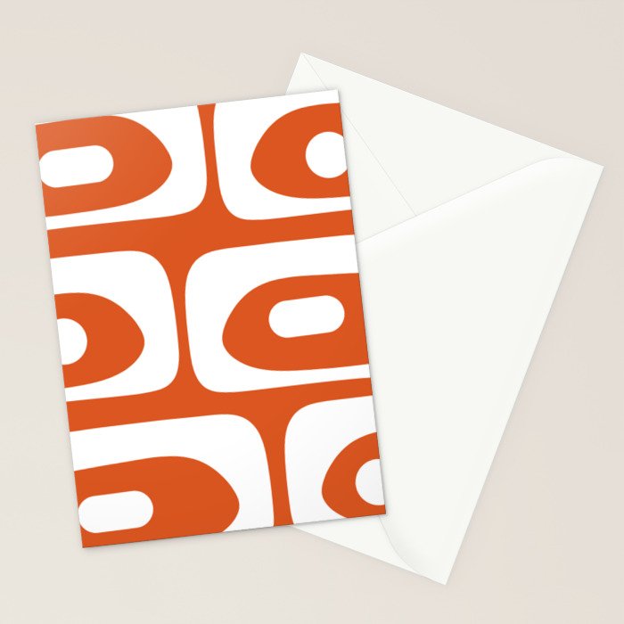Mid Century Modern Piquet Minimalist Abstract Burnt Orange and White Stationery Card Gallery Image 2