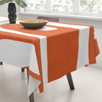 Mid Century Modern Piquet Minimalist Abstract Burnt Orange and White Tablecloth Gallery Image 3