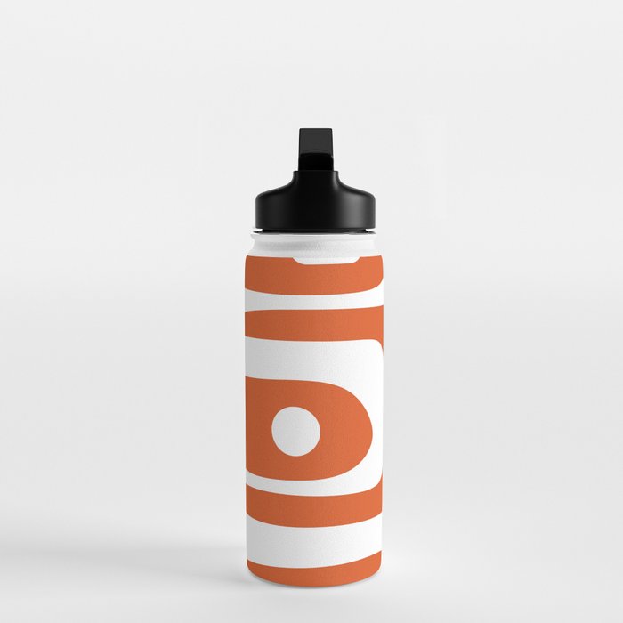 Mid Century Modern Piquet Minimalist Abstract Burnt Orange and White Water Bottle Gallery Image 3