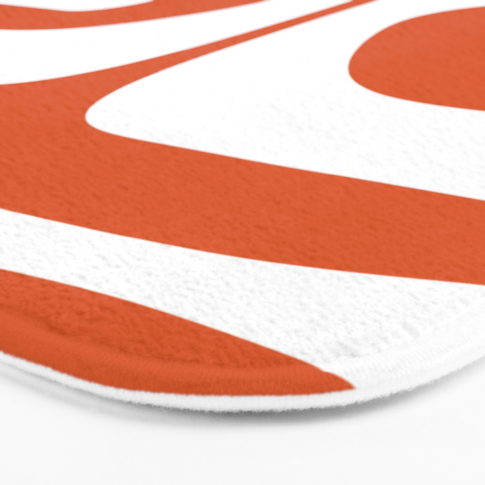 Mid Century Modern Piquet Minimalist Abstract Burnt Orange and White Bath Mat Gallery Image 3