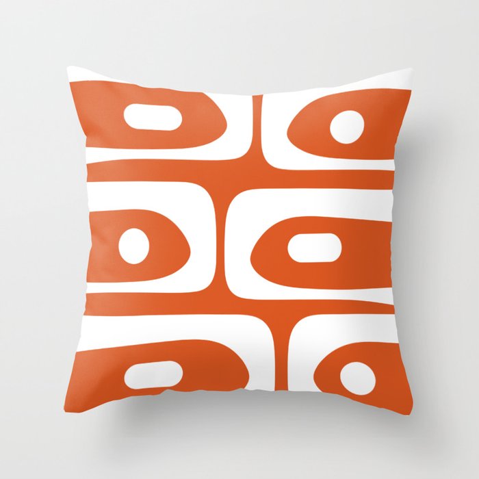 Mid Century Modern Piquet Minimalist Abstract Burnt Orange and White Throw Pillow Gallery Image 1