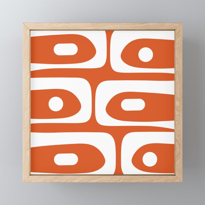 Mid Century Modern Piquet Minimalist Abstract Burnt Orange and White Mini Art Print Gallery Image 1