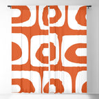 Mid Century Modern Piquet Minimalist Abstract Burnt Orange and White Window Curtain Gallery Image 5