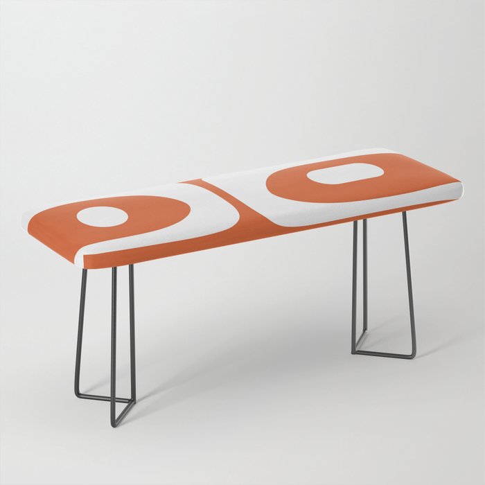 Mid Century Modern Piquet Minimalist Abstract Burnt Orange and White Bench Gallery Image 1