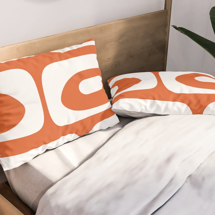 Mid Century Modern Piquet Minimalist Abstract Burnt Orange and White Pillow Sham Gallery Image 2