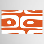 Mid Century Modern Piquet Minimalist Abstract Burnt Orange and White Tablecloth Gallery Image 2