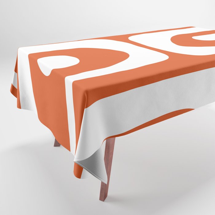 Mid Century Modern Piquet Minimalist Abstract Burnt Orange and White Tablecloth Gallery Image 1