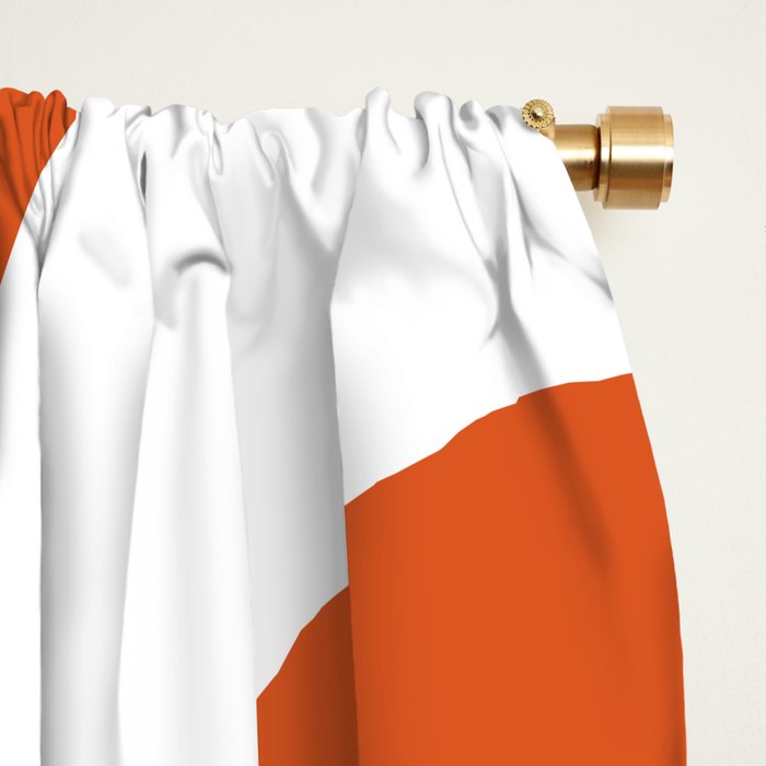 Mid Century Modern Piquet Minimalist Abstract Burnt Orange and White Window Curtain Gallery Image 2