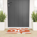 Mid Century Modern Piquet Minimalist Abstract Burnt Orange and White Welcome Mat Gallery Image 3