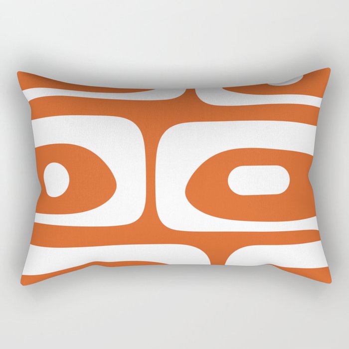 Mid Century Modern Piquet Minimalist Abstract Burnt Orange and White Rectangular Pillow Gallery Image 1