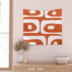 Mid Century Modern Piquet Minimalist Abstract Burnt Orange and White Wall Tapestry Gallery Image 2