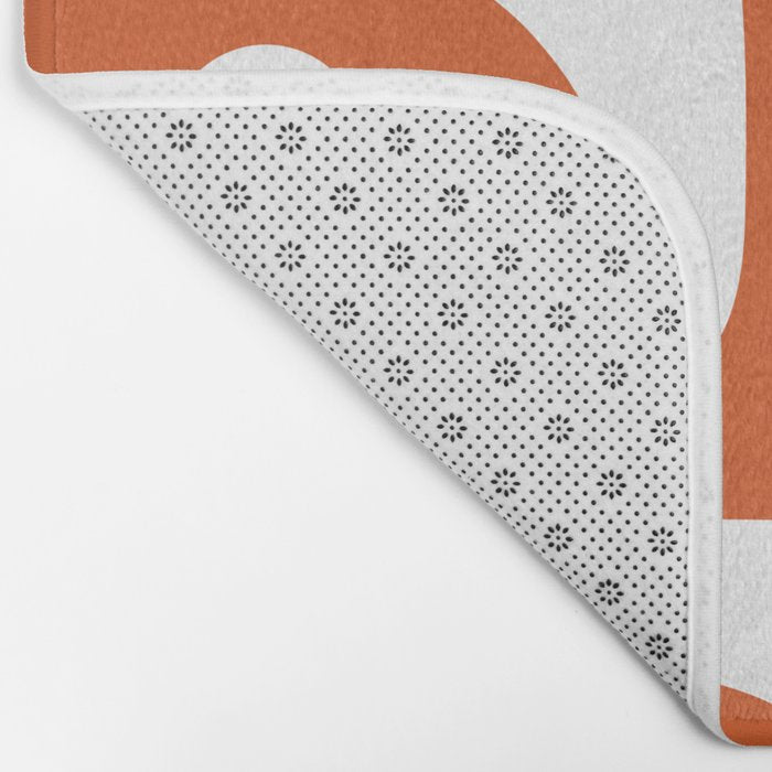 Mid Century Modern Piquet Minimalist Abstract Burnt Orange and White Bath Mat Gallery Image 2