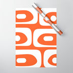 Mid Century Modern Piquet Minimalist Abstract Burnt Orange and White Wrapping Paper Gallery Image 1