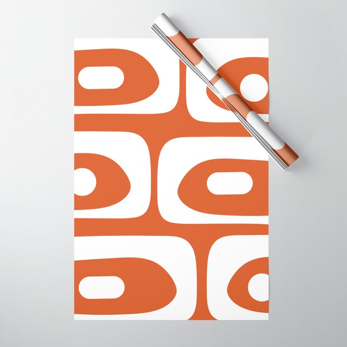 Mid Century Modern Piquet Minimalist Abstract Burnt Orange and White Wrapping Paper Gallery Image 1