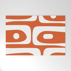 Mid Century Modern Piquet Minimalist Abstract Burnt Orange and White Welcome Mat Gallery Image 1