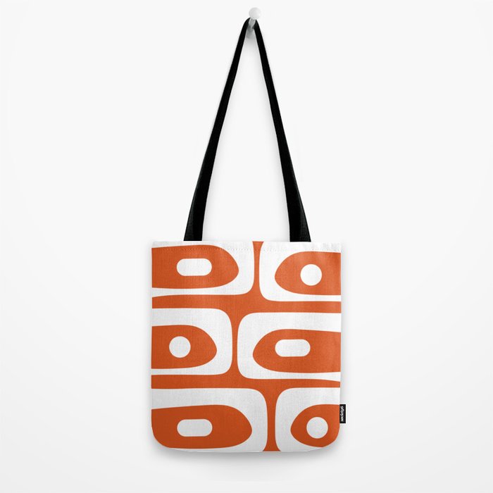 Mid Century Modern Piquet Minimalist Abstract Burnt Orange and White Tote Bag Gallery Image 2