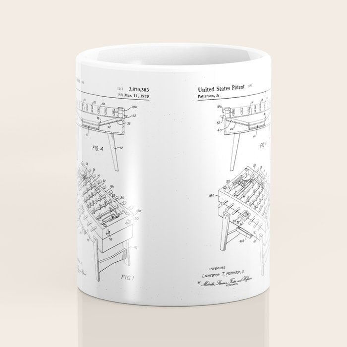 Foosball Table Patent - Foosball Player Game Room Art - Antique Coffee Mug Gallery Image 4