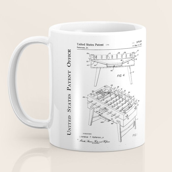 Foosball Table Patent - Foosball Player Game Room Art - Antique Coffee Mug Gallery Image 3