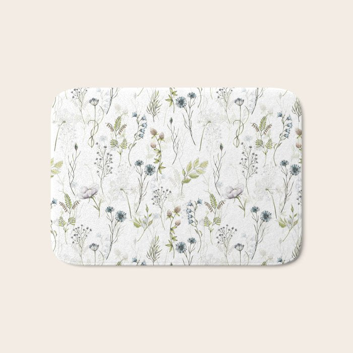 Wildflowers Meadow Botanical Flower Garden  Bath Mat Gallery Image 1