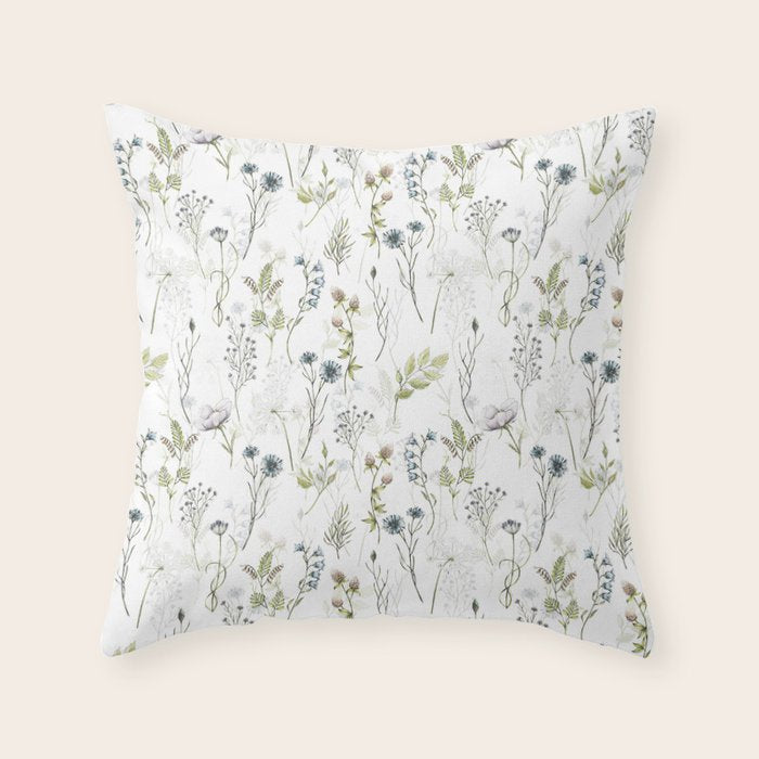 Wildflowers Meadow Botanical Flower Garden  Throw Pillow Gallery Image 1