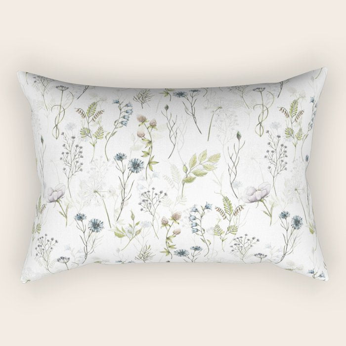 Wildflowers Meadow Botanical Flower Garden  Rectangular Pillow Gallery Image 1