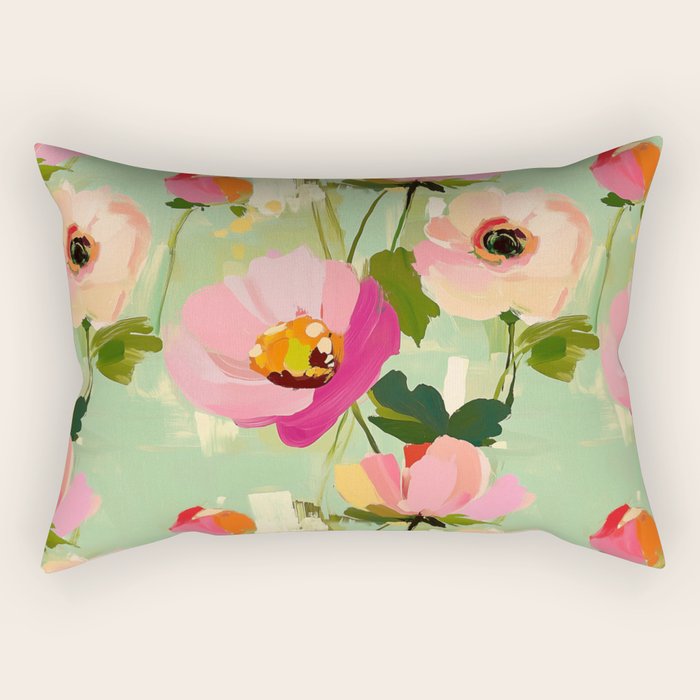 Bold Impressionist Floral Pattern Rectangular Pillow Gallery Image 1