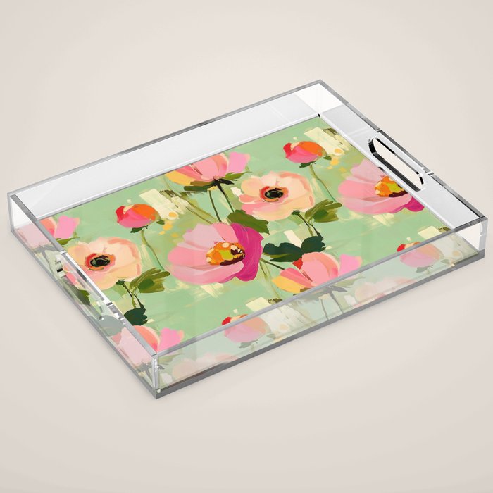 Bold Impressionist Floral Pattern Acrylic Tray Gallery Image 1
