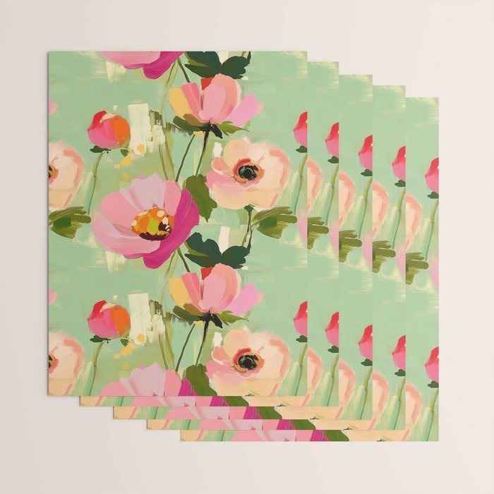 Bold Impressionist Floral Pattern Wrapping Paper Gallery Image 3