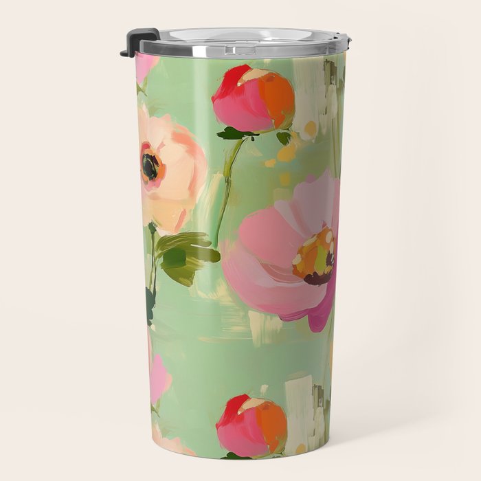 Bold Impressionist Floral Pattern Travel Mug Gallery Image 3