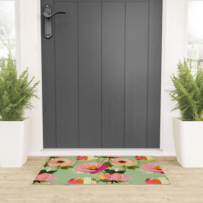 Bold Impressionist Floral Pattern Welcome Mat Gallery Image 3