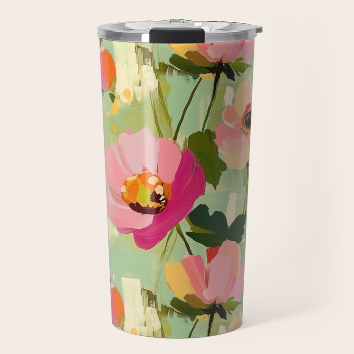 Bold Impressionist Floral Pattern Travel Mug Gallery Image 1