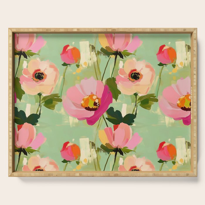 Bold Impressionist Floral Pattern Serving Tray Gallery Image 1
