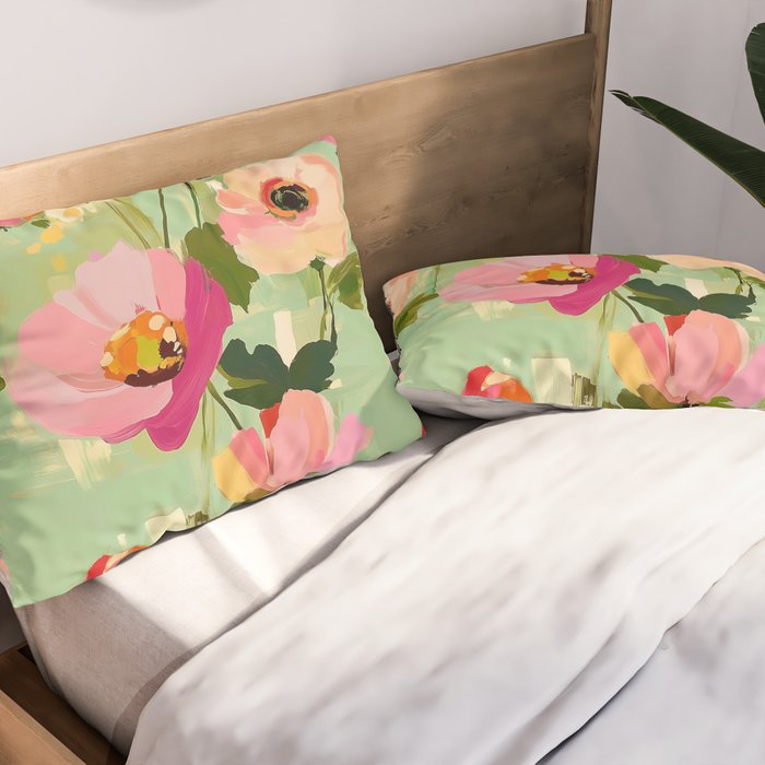 Bold Impressionist Floral Pattern Pillow Sham Gallery Image 2