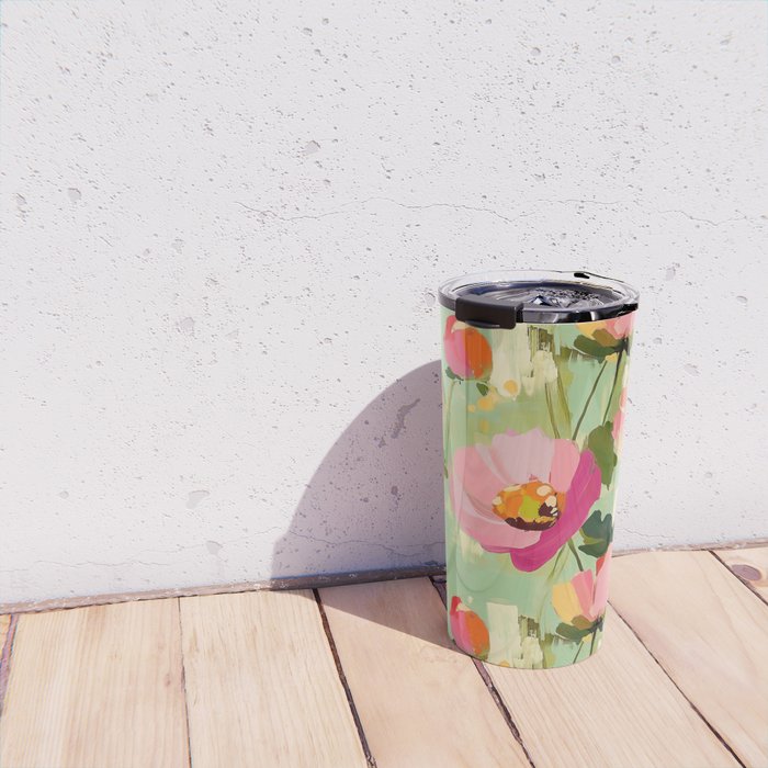 Bold Impressionist Floral Pattern Travel Mug Gallery Image 4
