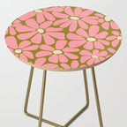 Pink Retro Floral Art Print Side Table Gallery Image 2