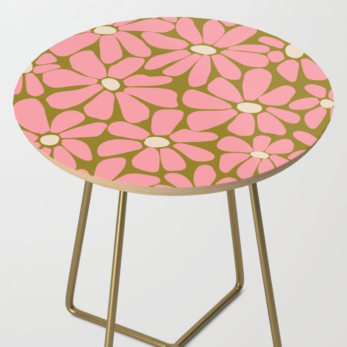 Pink Retro Floral Art Print Side Table Gallery Image 2