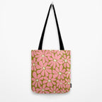 Pink Retro Floral Art Print Tote Bag Gallery Image 2