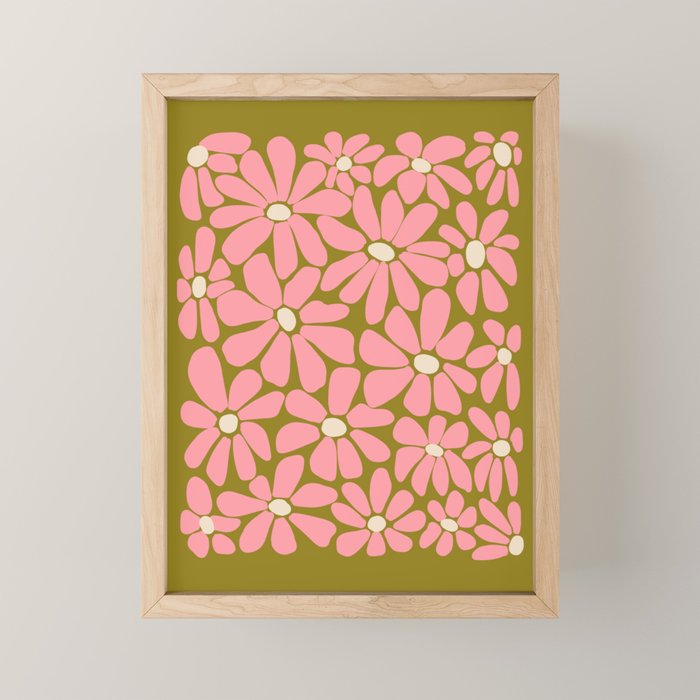 Pink Retro Floral Art Print Mini Art Print Gallery Image 1