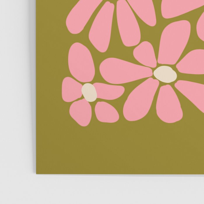Pink Retro Floral Art Print Poster Gallery Image 3