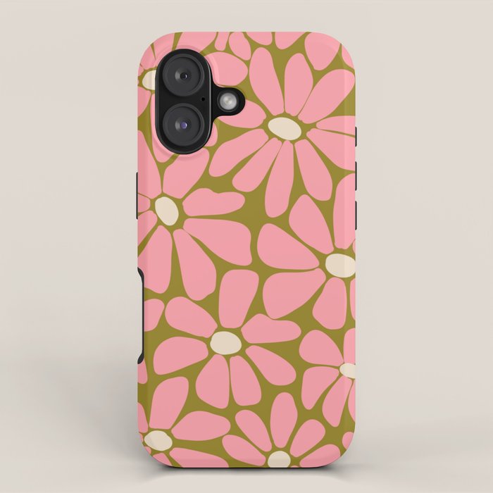 Pink Retro Floral Art Print iPhone Case Gallery Image 1