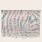 Summer, Tropical Green and Pink, Palm Leaves Pattern Wall Hanging Gallery Image 1