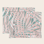 Summer, Tropical Green and Pink, Palm Leaves Pattern Placemat Gallery Image 1