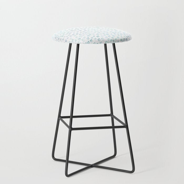 Sea Glass Watercolor // Turquoise Blue and Green Ocean Glass Beach Art Stool Gallery Image 1