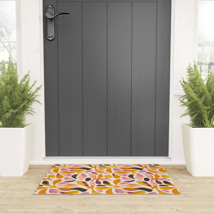 Abstract colorful flower art pattern Welcome Mat Gallery Image 3