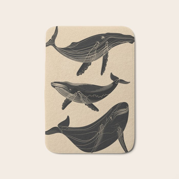 Modern Minimalist Abstract Whales 1 Bath Mat Gallery Image 1