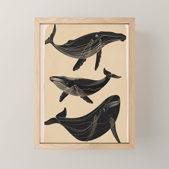 Modern Minimalist Abstract Whales 1 Mini Art Print Gallery Image 1