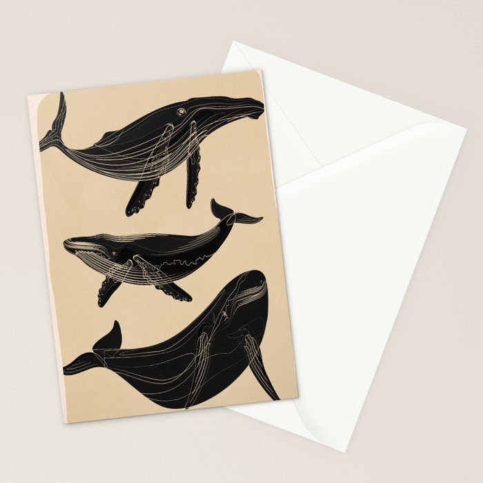 Modern Minimalist Abstract Whales 1 Stationery Card Gallery Image 2